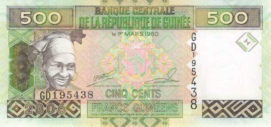 500 Francs Guinéen 2006 p.39a